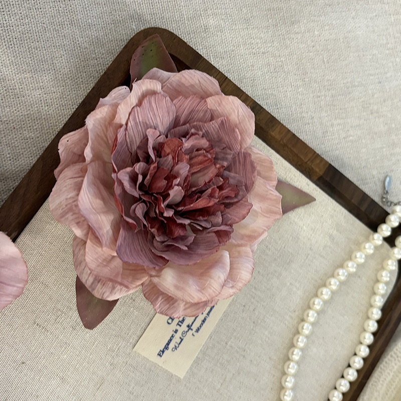 Light face Style ancient style gradient Peony Flower hairpin Super fairy Western style side clip atmosphere sense photo hair accessories hairpin_voghion.com