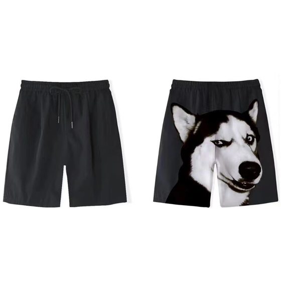 Summer new five-point golden retriever men's home casual beach pants European and American fashion couple printed shorts fashion