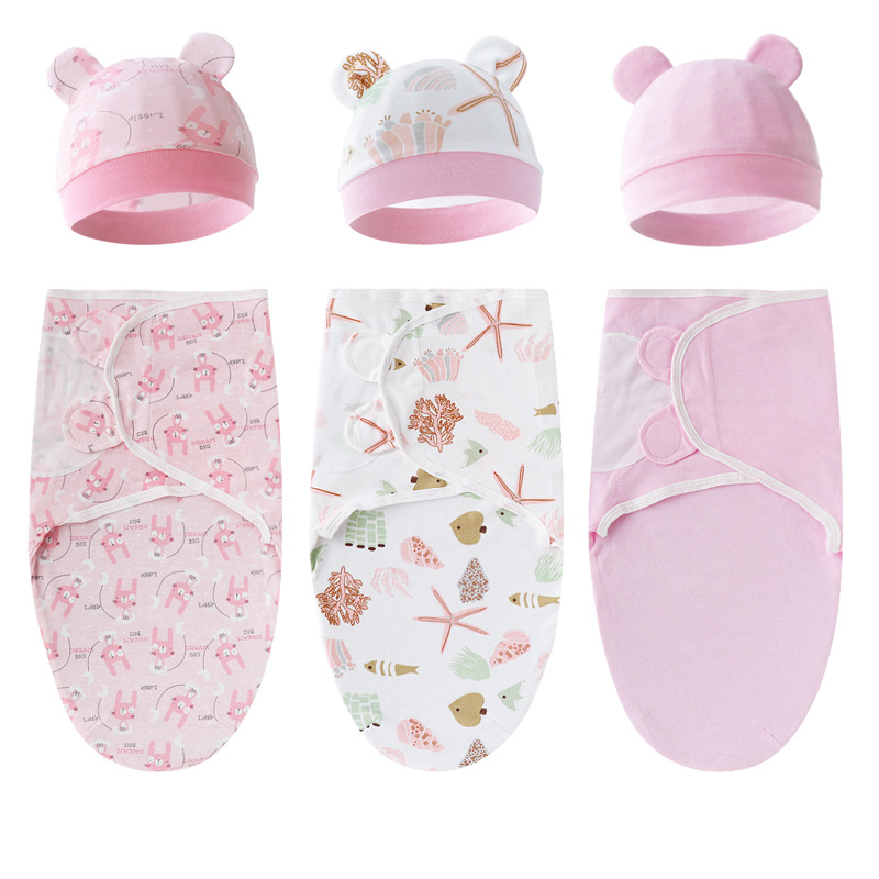 Cotton baby anti-shock swaddling baby 0-6 months newborn baby spring and autumn quilt summer thin sleeping bag towel