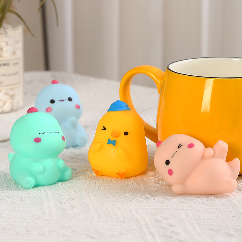 Vinyl Mini Dinosaur Duck Toy Milk Dragon Pinch Music Children's Educational Toys Children's Water Play Bath Toys