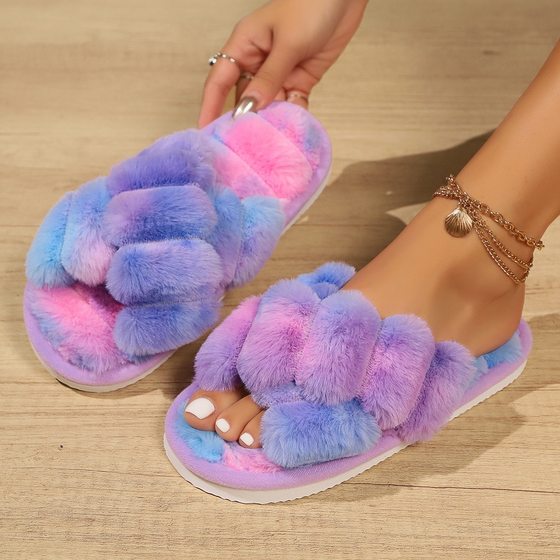 Cross-border Explosions Mao Mao Mao Slippers Women's Autumn and Winter Outfit Non-slip Indoor Thick Bottom Household Hairy Moon Cotton Slippers