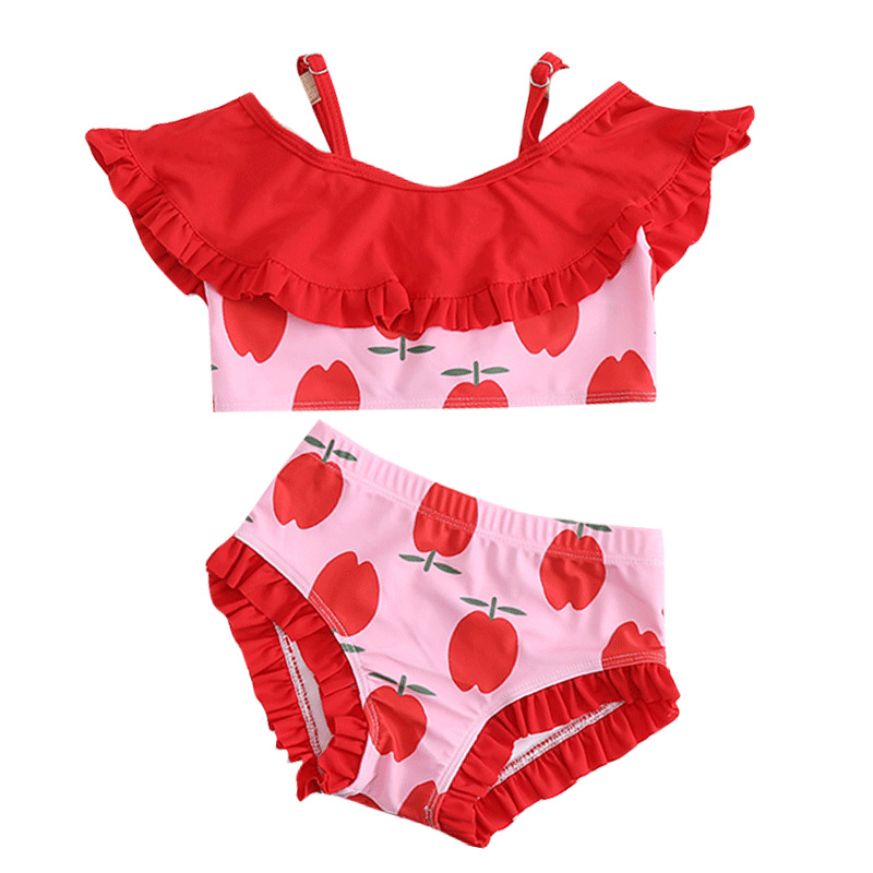 Children's Swimwear Foreign Trade Amazon Bikini Ruffled Split Fresh Cute Small and Large Girls Swimwear Wholesale