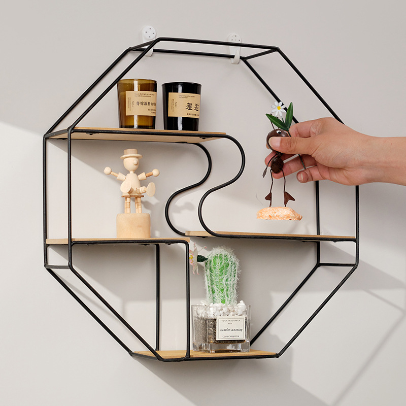 Nordic ins Restaurant Wall Wall Decoration Pendant Wall Decoration Living Room Wall Wrought Iron Storage Rack Wall Hanging Creative Rack