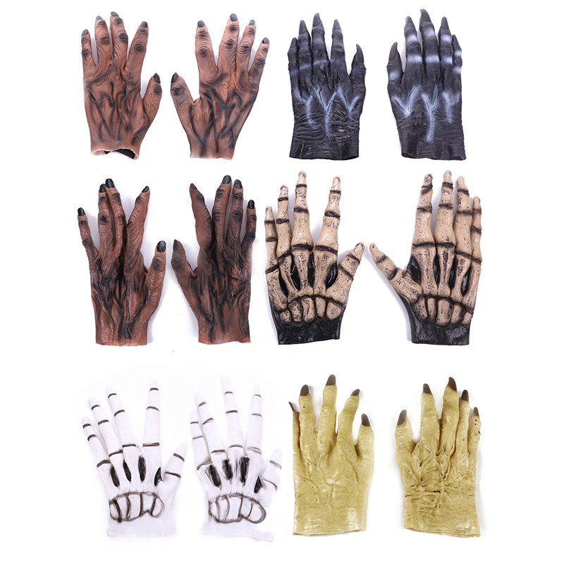 Halloween dance performance props trick horror zombie blood gloves cosplay devil vinyl gloves wholesale