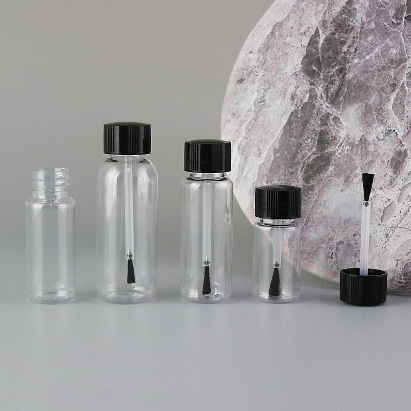 Factory in stock wholesale PET transparent brush bottle emulsion small sample packaging plastic bottle pigment nail polish glue bottle