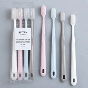 Macaroon toothbrush 4 bamboo charcoal soft hair adult big head travel family Japanese unprinted spot a wholesale