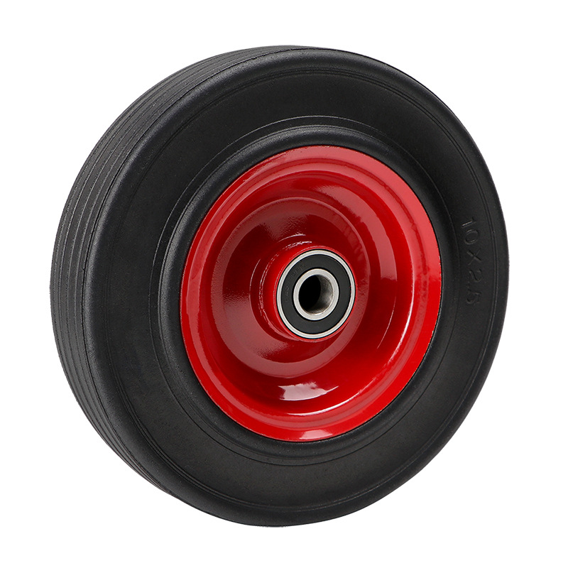 Large-scale 10-inch flat-top rubber wheel solid wheel trolley Tiger wheel industrial heavy-duty silent wheel
