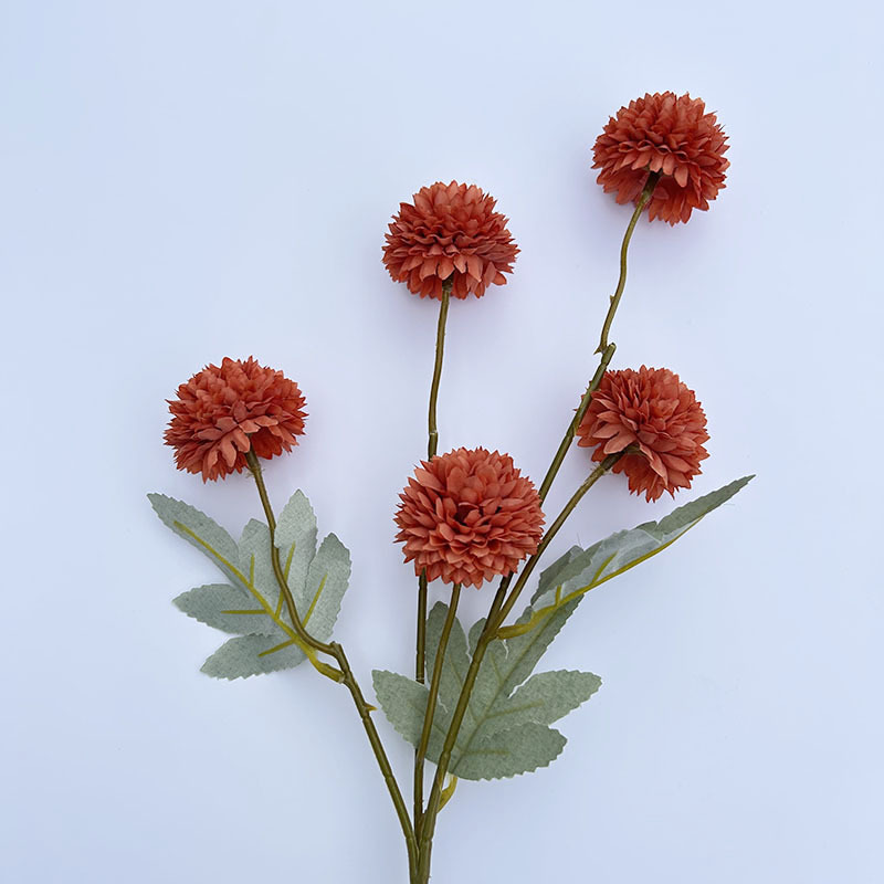 Simulation of 5 autumn dandelion ball chrysanthemum 5 small onion ball wedding home decoration bouquet soft photography props pu_voghion.com