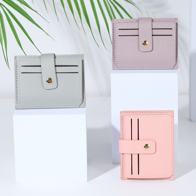 New Bag Card Bag PU Leather Women's Simple Fashion Classic Solid Color Drawstring Snap Coin Purse for Women ins