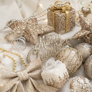 Golden Christmas Ball Painted Ball Christmas Tree Decoration Hangers Window Decoration Hangers Christmas Decorations