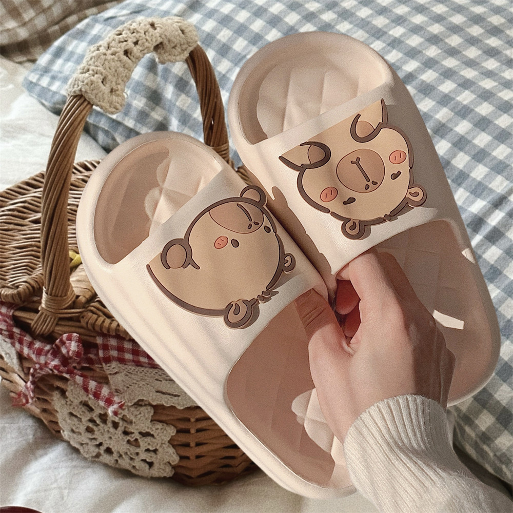 Internet celebrity cute creative fun khaki Barra dolphin eva one-word sandals summer casual home soft bottom slippers