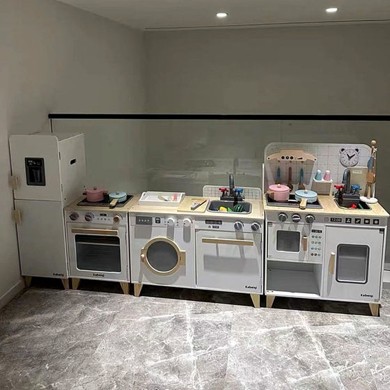 Cross-border CPC cooking simulation kitchen CE gas stove oven suit baby wooden children play house toys
