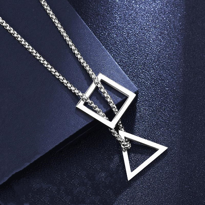 Necklace Men's Trendy Women's Hip Hop Ins Cold Style Simple Niche Design Men's Color-free Woolen Chain Titanium Steel Necklace