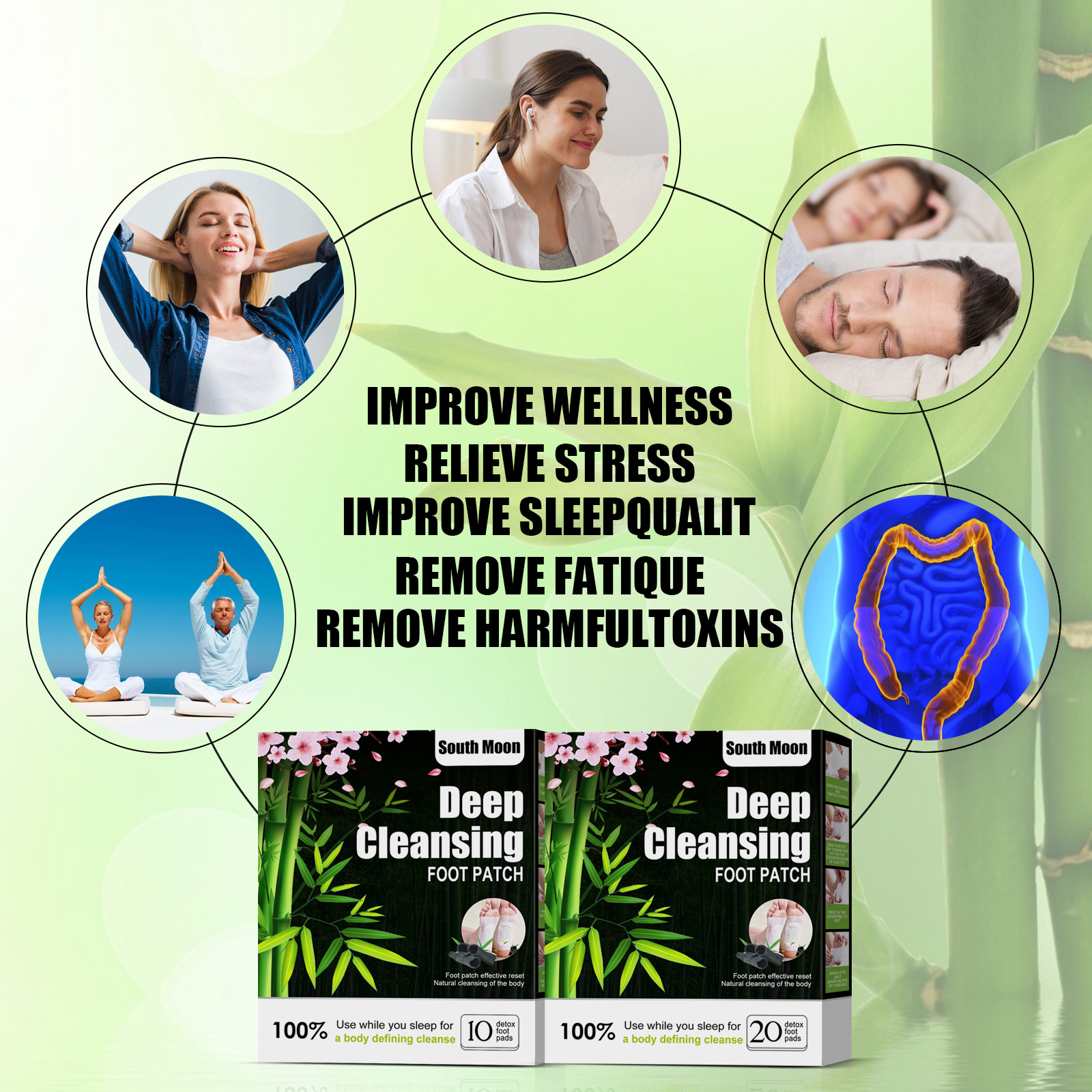 South Moon Natural Herbal Foot Patch Foot Care Wet and Cold Relief Stress Help Sleep Foot Patch