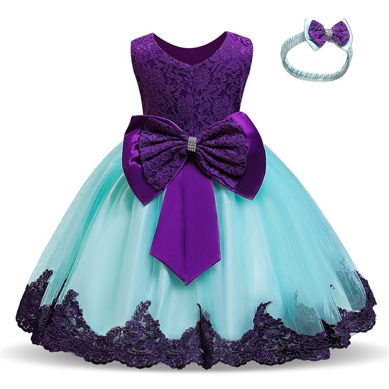 [Explosions] Factory direct selling Amazon hot girls dress lace baby princess dress bow flower skirt