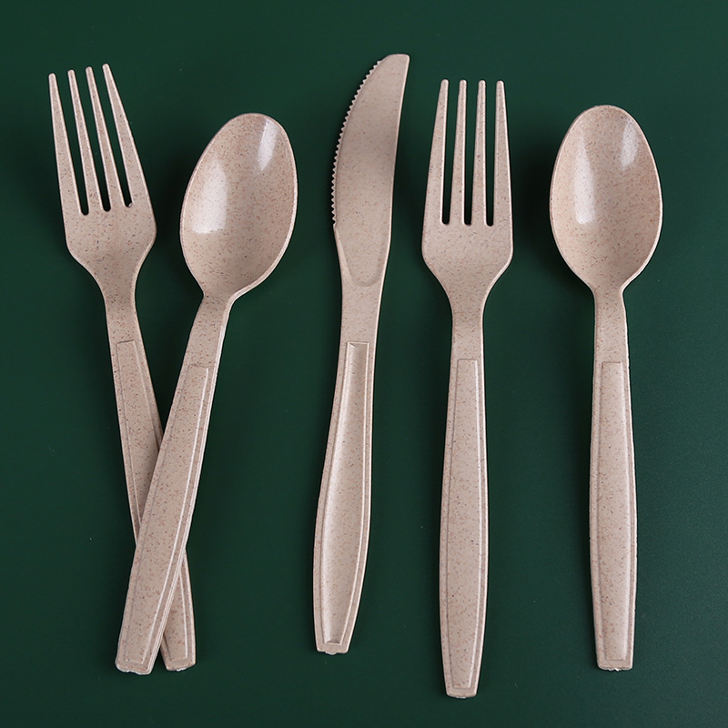 7 Inch Disposable Thickened Plastic Knife and Fork Spoon Separate Packaging Kraft Paper Bag Light Food Fork Spoon Pasta Salad Fork