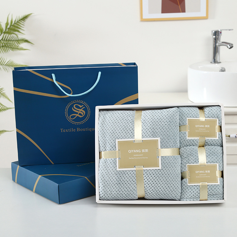 [New pineapple Box Set] towel towel dry hair hat gift box wedding gift shop LOGO