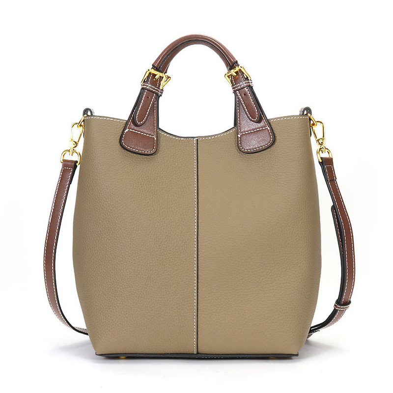 Women's Native Leather Bag 2022 New Large Capacity Crossbody Portable Bucket Bag Head Layer Cowhide Women's Shoulder Bag