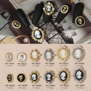 New alloy nail jewelry Baroque vintage pearl drop oil metal silver nail decoration diamond nail wholesale