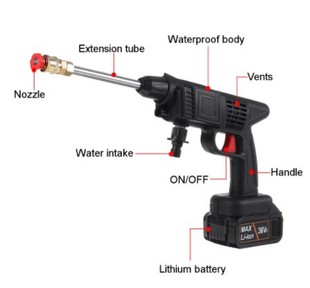 Wireless car wash lithium battery water gun car wash high pressure water pump car portable electric household car wash machine tools