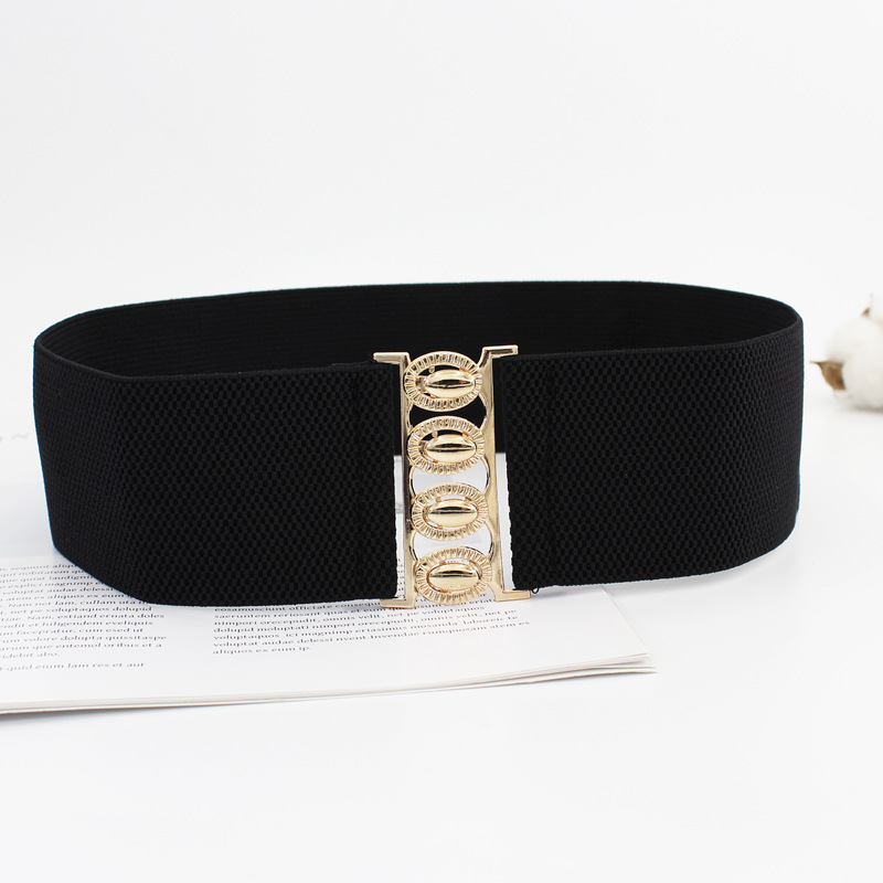 Women's four-season versatile elastic waist seal gold buckle dress fashion decoration elastic wide belt three sizes