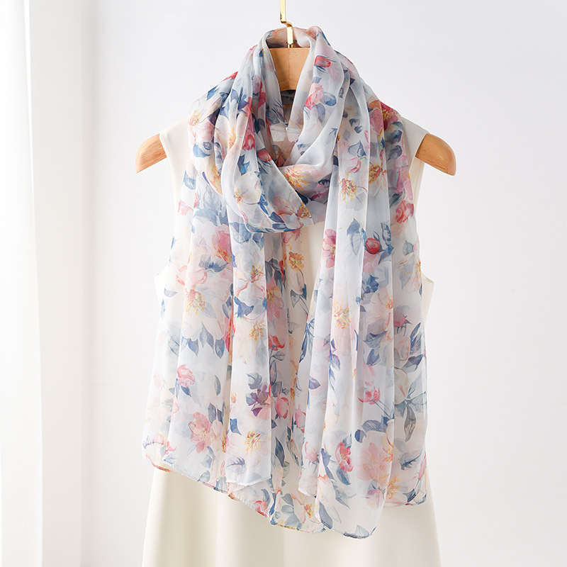 Silk Scarf 2024 New Large Scarf Imitation Silk Scarf High-end Spring and Summer Sunscreen High-end Mother Thin Fashion Scarf