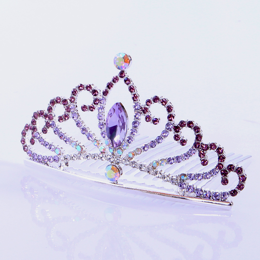 Kids Hot Sale Crown Hair Comb Summer Girls Hair Comb Girls Birthday Holiday Gift Beautiful Diamond Party Crown