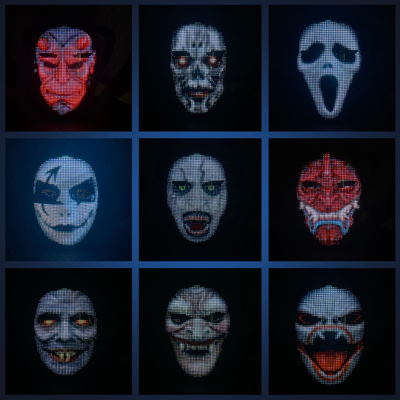 Hot sale Led luminous mask APP full color editing Halloween mask party ball decoration atmosphere 
props