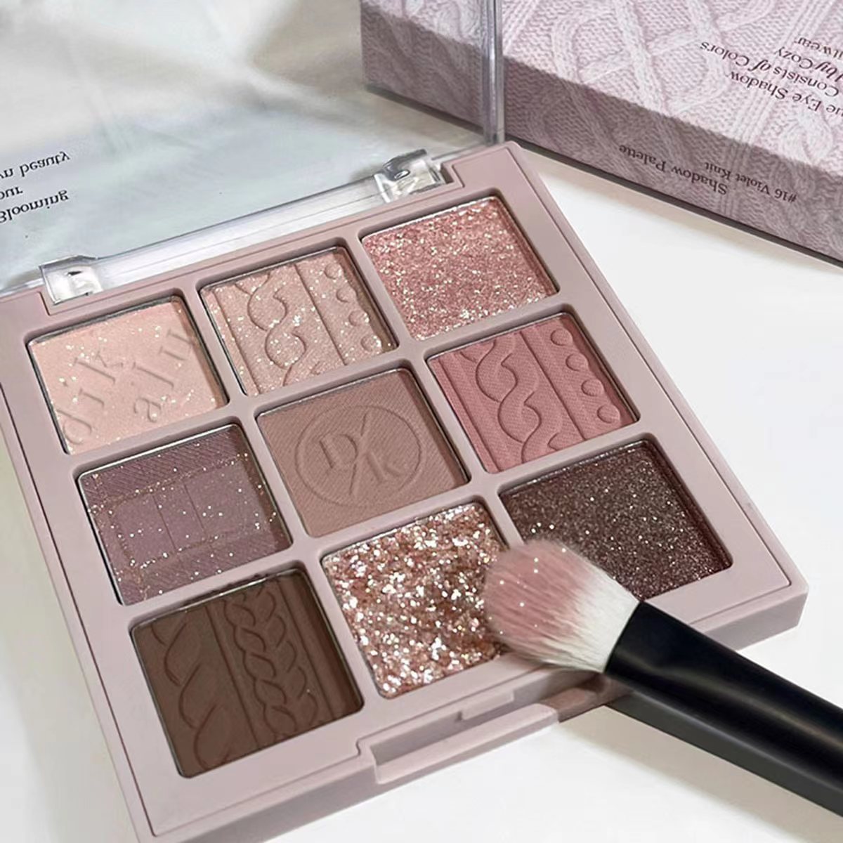 DIKALU Milk Tea Eyeshadow Plate Pearlescent Matte Jiugongge Eyeshadow Transparent 9 Color Eyeshadow Makeup Plate