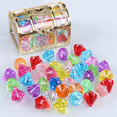 Children's diamond gem toy crystal-like girl's plastic acrylic colorful princess castle treasure chest treasure