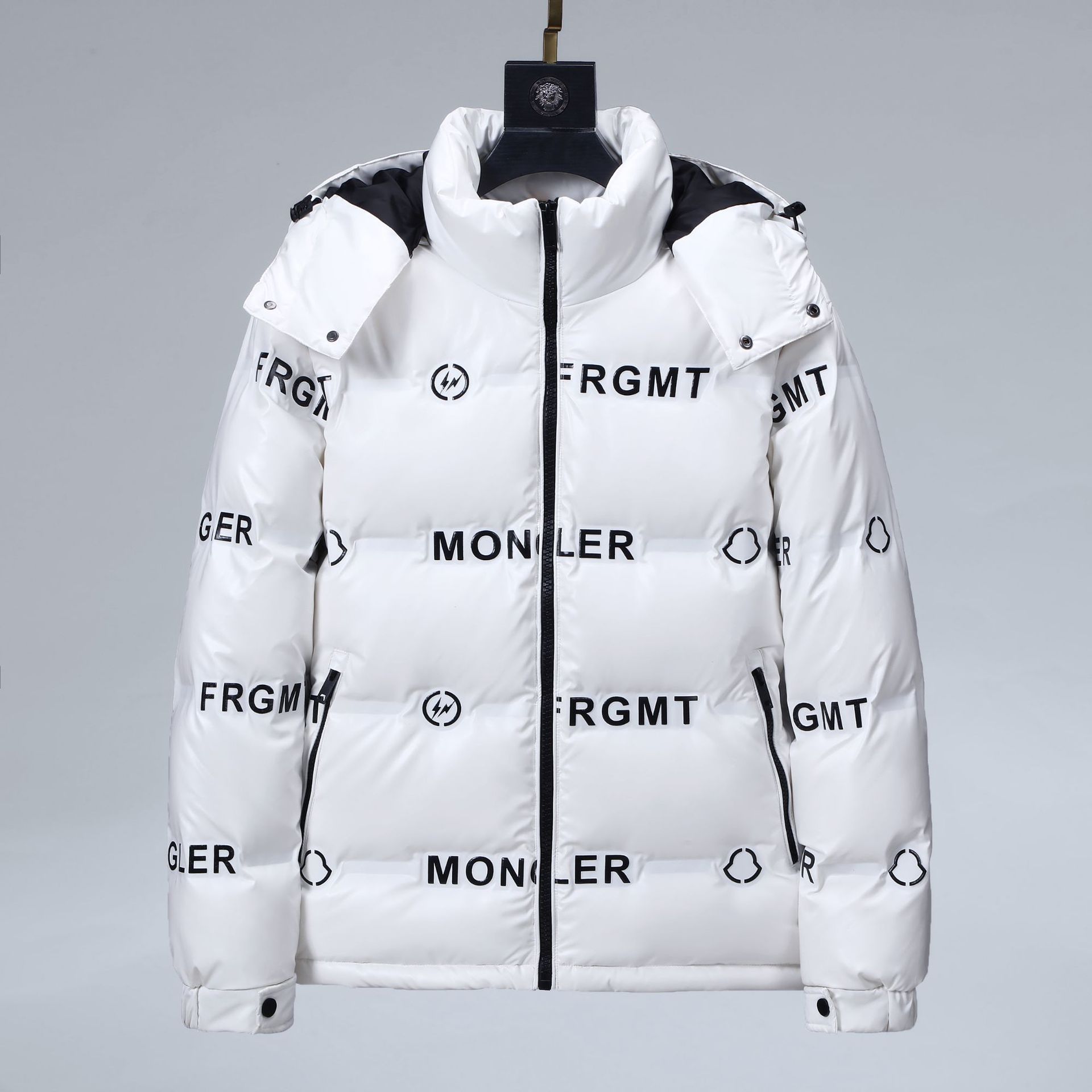 21 new bright surface disposable down jacket men's fashionable short Korean style fashionable classic all-match couple printing craft coat