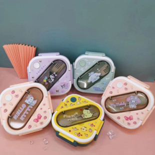 New square plastic portable microwave oven three-compartment Japanese and Korean lunch box student office worker fresh-keeping box lunch box