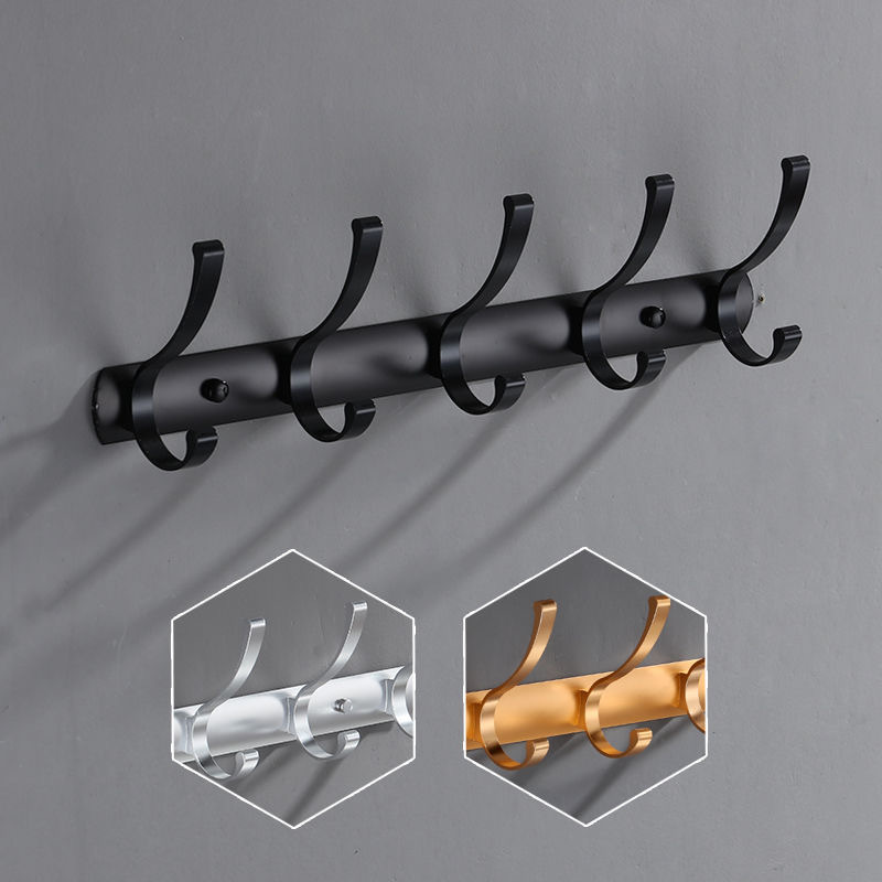 Space Aluminum Clothes Hook Black Clothes Hanging Solid Clothes Hanger Living Room Clothes Hanging Row Hook Wall Hanging Clothes Hook Bathroom