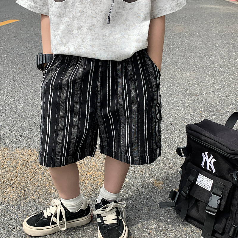 男童豎條紋短褲夏季新款童裝韓版兒童棉質西裝短褲百搭洋氣五分褲