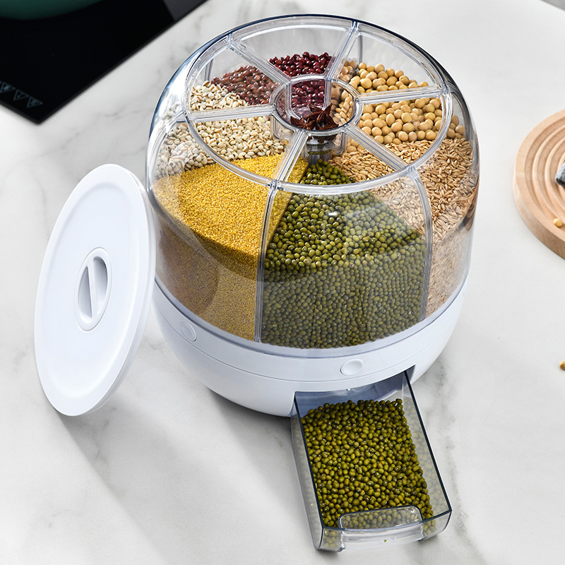 Dielectric Rice Bucket Rotatable Household Insect-proof Moisture-proof Multifunctional Sealed Rice Storage Box Classification Grain Storage Box
