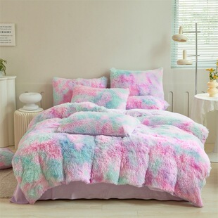Plush mink velvet four-piece coral Velvet crystal velvet bed hat cross-border foreign trade three or four-piece wholesale