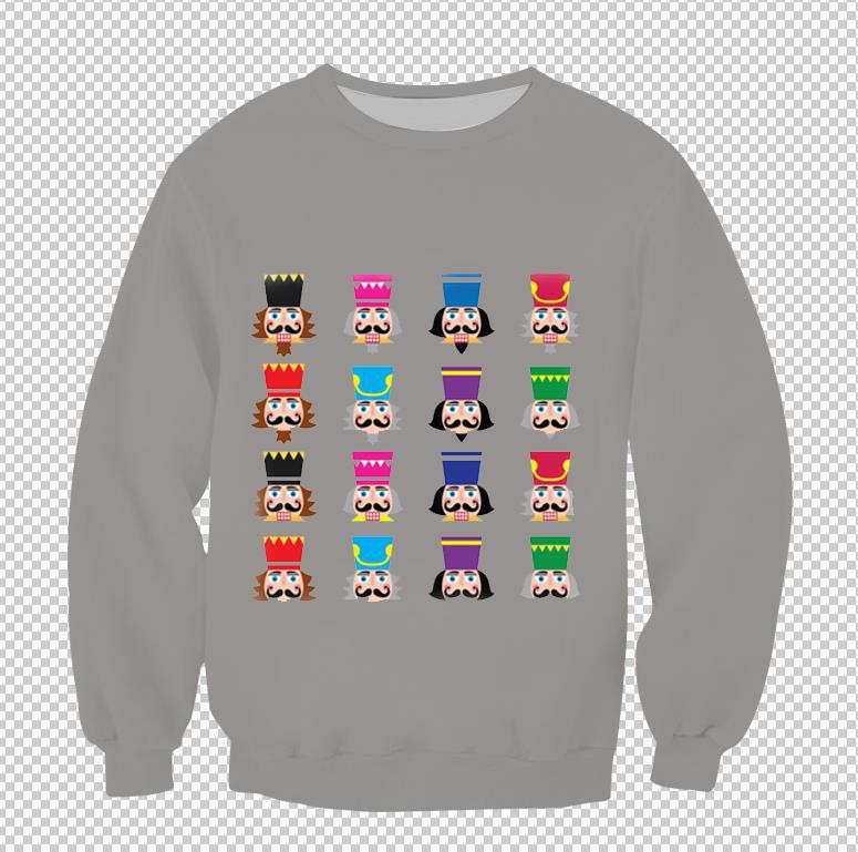 2024 new cross-border Nutcracker digital printing European and American street fashion brand long sleeve round neck sweater
