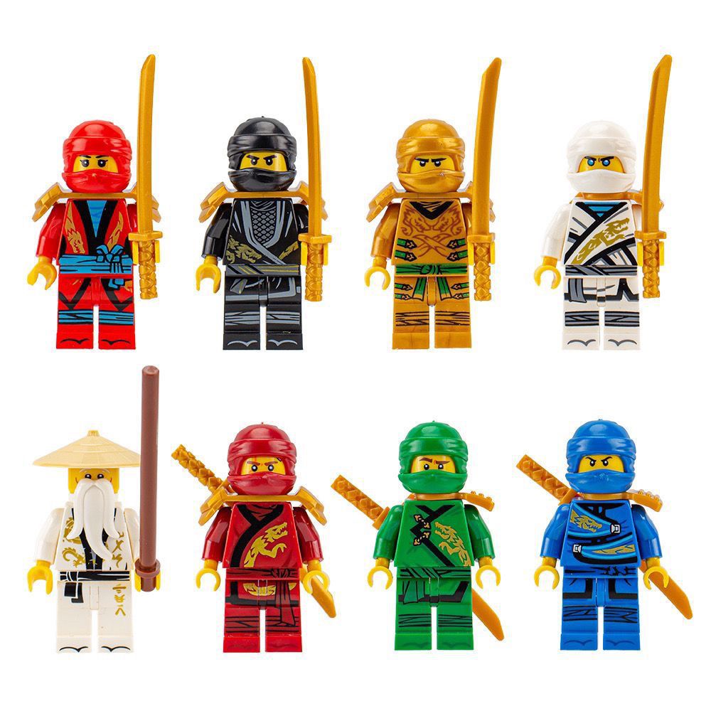 Compatible with Lego Phantom Gold Ninja Man Motorcycle Flying Ninja Little Man Boy Assembled Toy Blocks