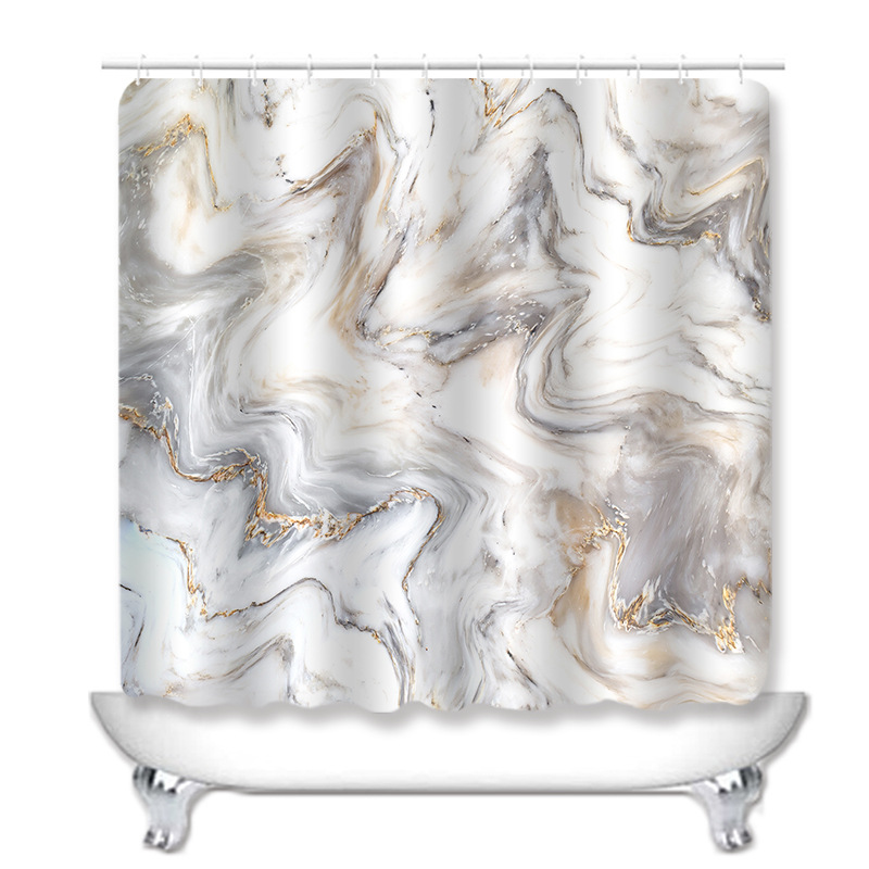 Marble Pattern Cross Border Shower Curtain Bathroom Floor Mat Toilet Set Digital Printed Polyester Tapestry Amazon wish10