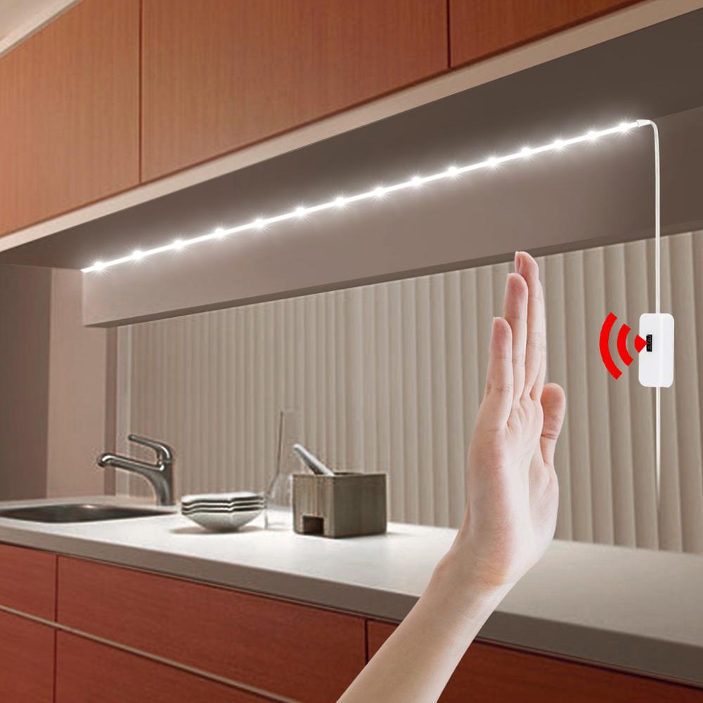 Wholesale waterproof LED lights with hand sweep induction cabinet lights household cabinet lighting layer lights wine cabinet fill light strip
