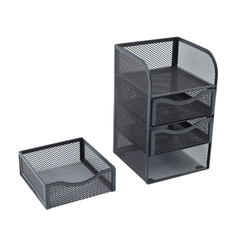 Metal compartment drawer storage box wholesale stationery sundries organizing box jewelry cosmetics desktop storage box