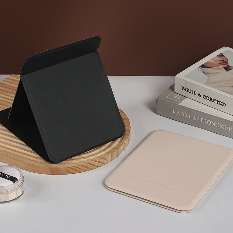 PU Leather Mirror Portable Folding Makeup Mirror Square Large and Medium-sized small size Portable Beauty Makeup Makeup Makeup Princess Mirror Retro Mirror