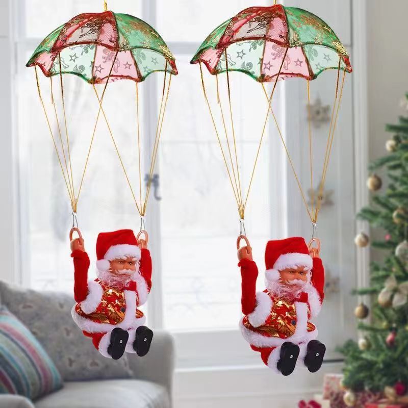 Parachute, old man climbing chimney, ladder, beads, old man Christmas doll, can climb rope, ladder, Christmas gift toy