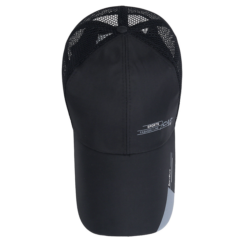 Summer Mesh Breathable Extended Eave Sunshade Baseball CAP Men's Silk Cloth Print CAP Half Mesh Large Eave Low Price Hat
