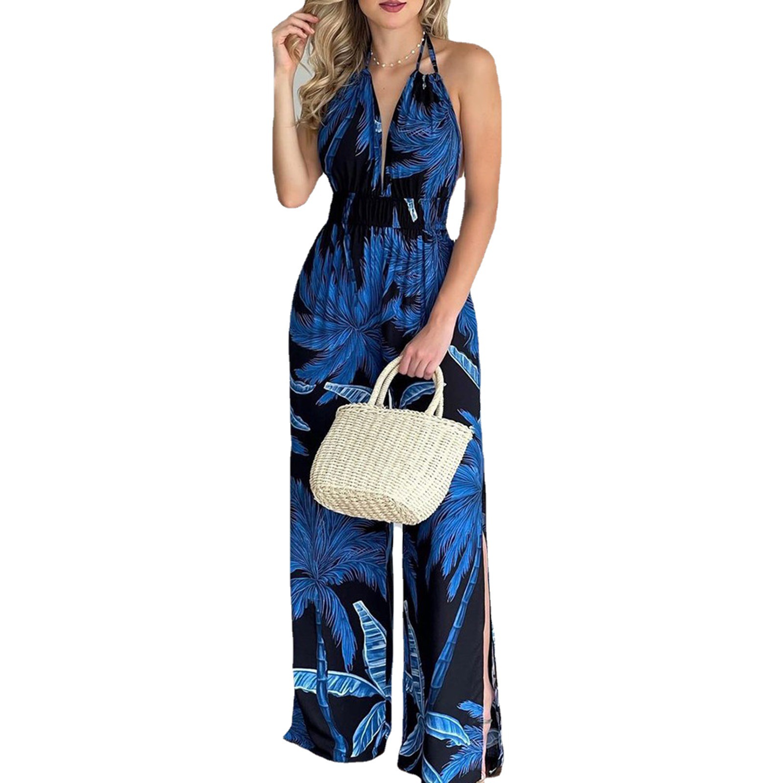 2024 Amazon New European and American Women's Dress wish Independent Station Digital Printed Colorful Pants Women