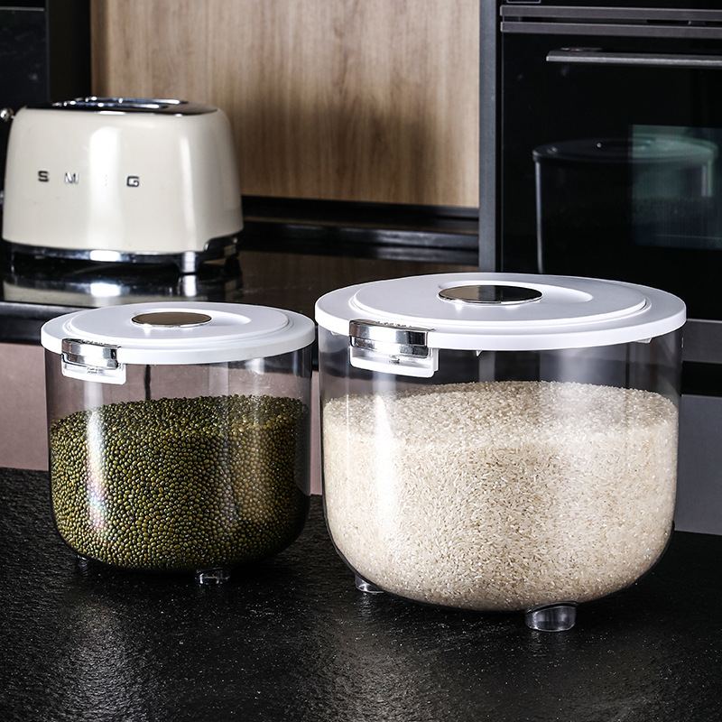 Nordic Transparent Insect-Proof Moisture-Proof Sealed Rice Bucket Household Kitchen Flour Grain Storage Jar Grain Storage Box