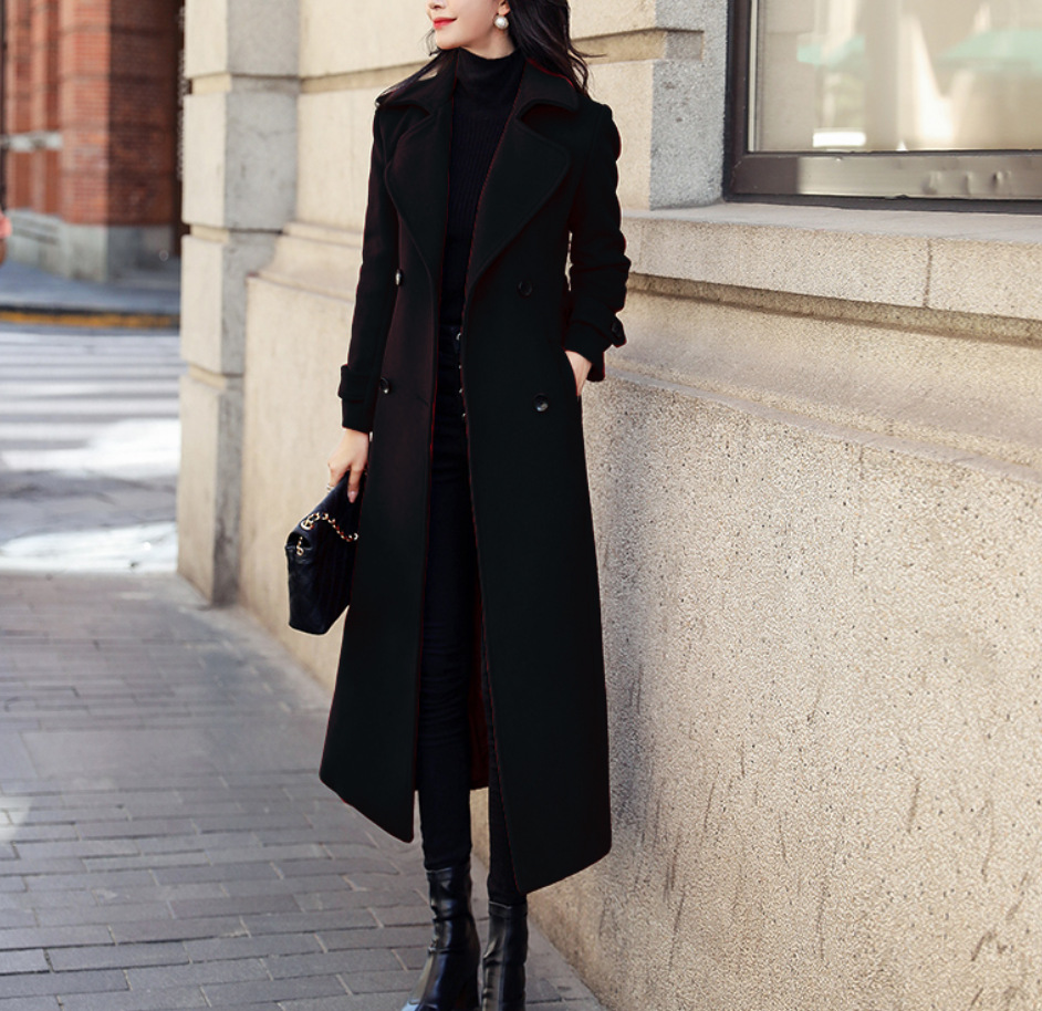 2022 autumn and winter New eBay burst single padded woolen women's coat lengthened Amazon quality dragon and phoenix coat