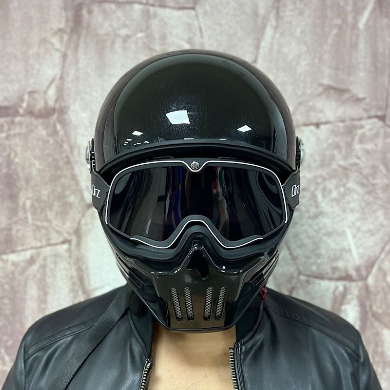 Cruise Harley retro helmet men's and women's full helmet personality skull Four Seasons electric car can be installed Bluetooth Ghost Knight