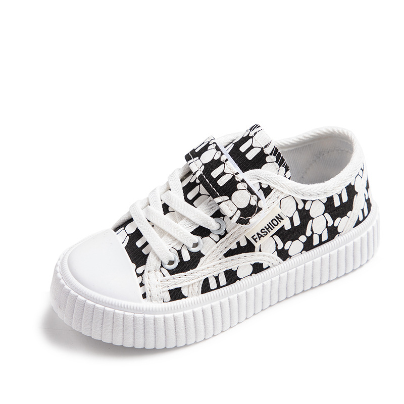 Girls Bear Skate Shoes Boys Canvas Shoes 2023 New Spring and Autumn Children's Fashion Casual Shoes Breathable Sneakers Trendy