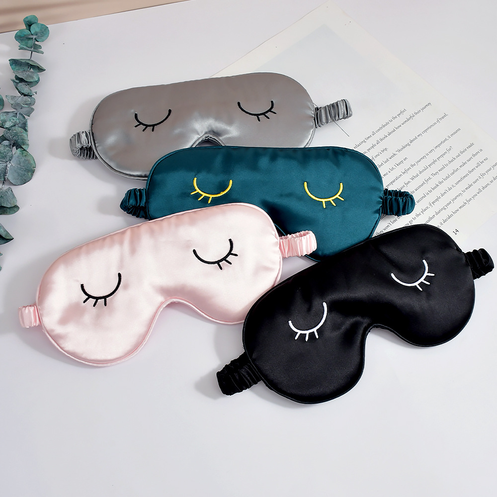 Cross-Border double-sided artificial silk embroidery eyelash eye mask relieve eye fatigue shading sleep eye mask in stock wholesale